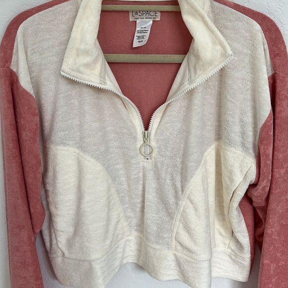L*Space Best Life Pullover Medium Pink/Cream Medium - Picture 4 of 6
